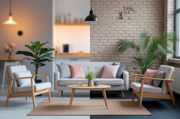 Style scandinave ou industriel : budget comparatif pour transformer votre salon